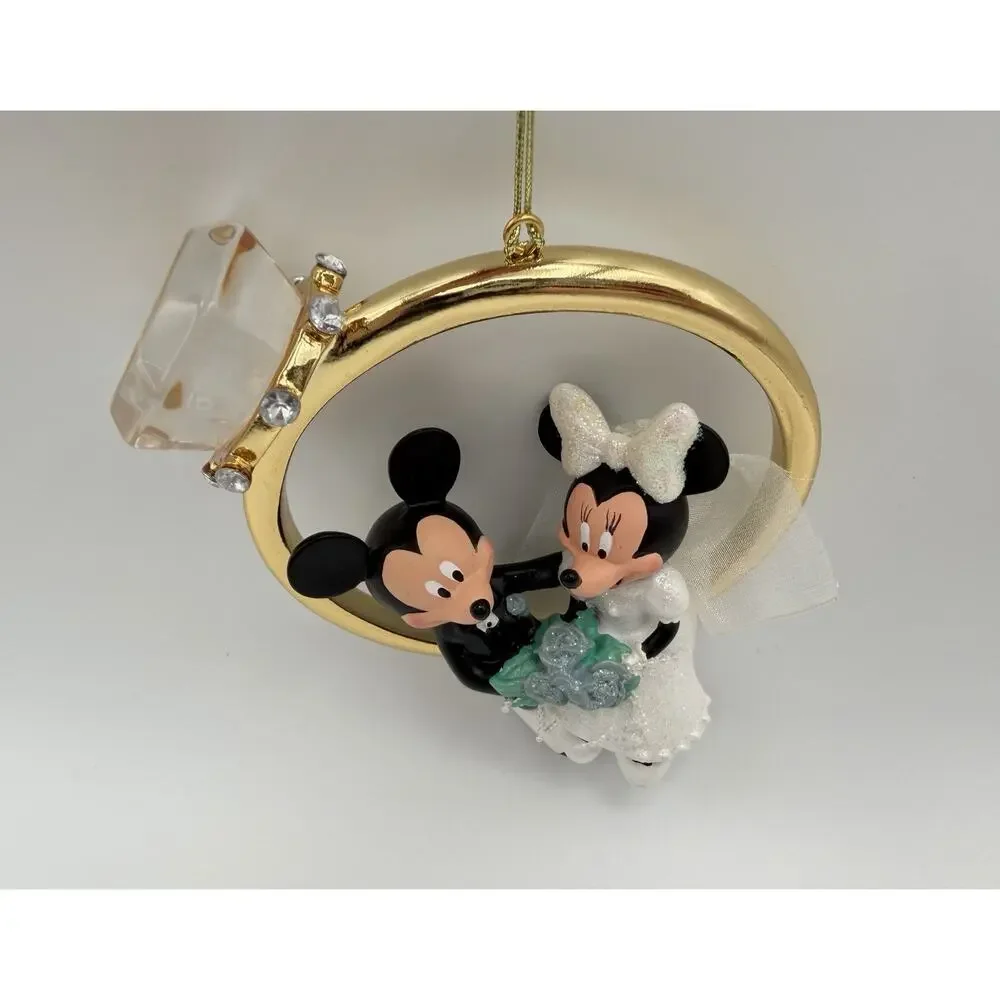 Disney Parks Mickey Mouse & Minnie Mouse Wedding Ring Engagement Ornament NWT